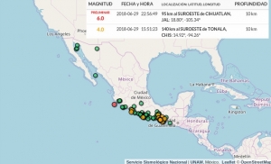Sismo de 6.1 en escala de Richter a 95km de las playas de Ciuatlan Jalisco